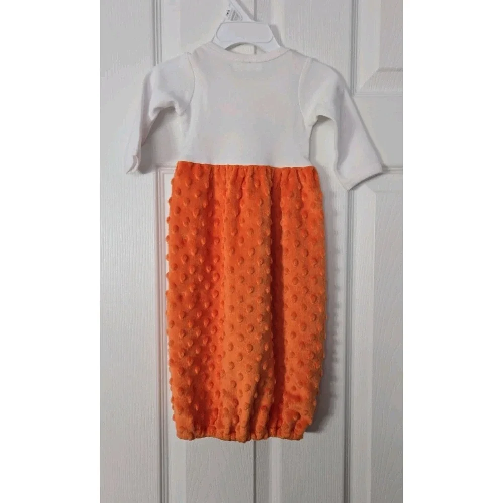NWOT Toodles Boutique Orange and White Soft Nb Layette Gown Tiger Fans Are Cuter